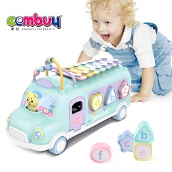 CB680221 - 4IN1 pull line bus toy shape learning baby xylophone