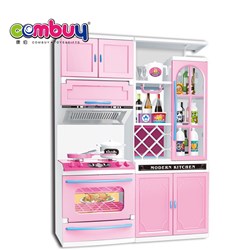 CB720385 - Pretend play electric voice light solid color kitchen plastic kids toy cabinet