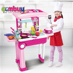 CB732418 - Happy pretend play tableware suitcase toy kitchen for children