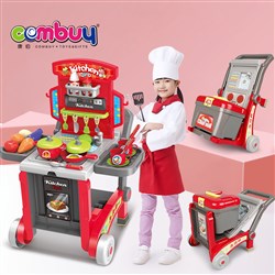 CB732430 - Fun pretend kids play toy kitchen cooking set with wheels