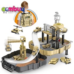 CB762669-CB762670 - Self loading rail car interactive kids backpack diy track toy set
