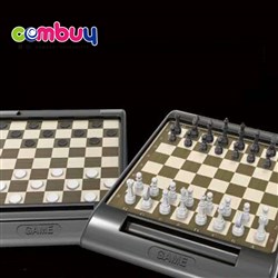 CB801616 - 2IN1 travel play small chess board puzzle game set draughts
