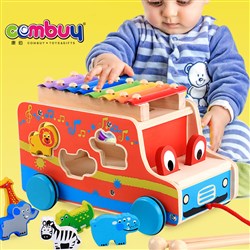 CB812857 - Development multifunction txylophone pull bus baby wood toy set