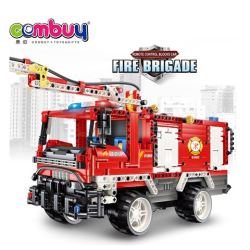CB839077 - 2.4G rc fire truck sprayable toys DIY building blocks car