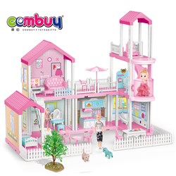 CB859427 - Dolls villa kids pink girls gift furnitures toy DIY dollhouse