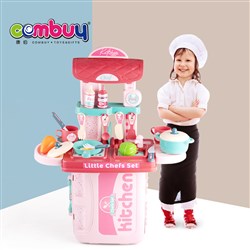 CB868964 - Cutlery suitcase kids cooking play set big pink kitchen toy