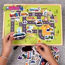 CB880938 - Traffic animals puzzle magnetic board wooden toys educational