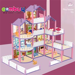 CB886324 - Pink mini furniture assembly DIY villa doll house for girls