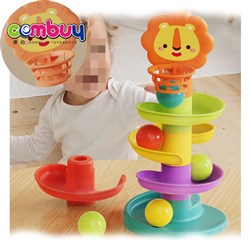 CB890382-CB890383 - Lion basket stacking ring track game kids toy rolling ball tower