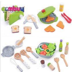 CB909488-CB909491 - Green breakfast set role play wooden toy kitchen for kids