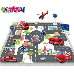 CB937573-CB937576 - Indoor urban scene interactive kids play sliding toy car play mat