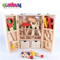CB949661 - Pretend play double open door creative interactive wooden kids toolbox toy