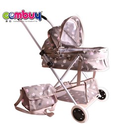 CB958946-CB958951 - Infant role play push doll iron stroller handbag baby walking trolley toy