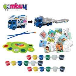 CB959476-CB959485 - 17pcs children touring car alloy 2in1 DIY card toy painting kit