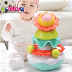 CB961469 - Rotating musical cute lion game colorful baby stacking rings tumbler toy