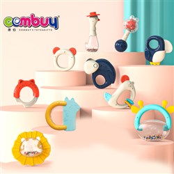 CB974378-CB974382 - Newborn gift boiled animals bell ring musical teething toy baby rattle kit