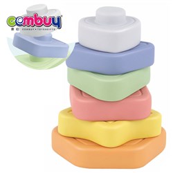 CB989011 - Educational colorful building blocks diy baby silicone stacking toy