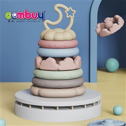 KB012145 - Educational rainbow Circle Exercise Sensory Baby Soft Rubber Stacking Rings Toys