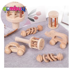 KB019295-KB019296 - Infant musical hand bells baby wooden rattle toy