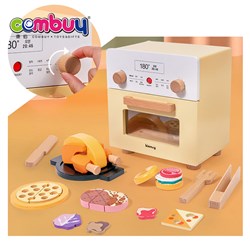 KB019407 - Kitchen cooking game wooden pretend play grill pizza kids toy microwave oven