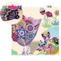 KB019923-KB019926 - Educational kids play creative flower bouquet toys diy scratch painting