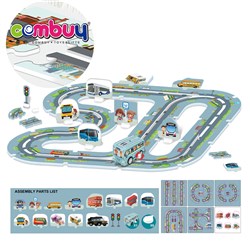 KB020769-KB020774 - Multi theme education kids assembly 3d cardboard toys diy wind up puzzle track