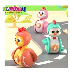 KB034719-KB034721 - Lovely chicken press sliding wheels rotating head rocking toy baby tumbler