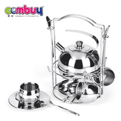KB052915 - Stainless steel toy pretend play kitchen mini tea set toys for kids