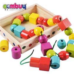 KB067725 - Montessori geometric building block string beads kids wooden toys