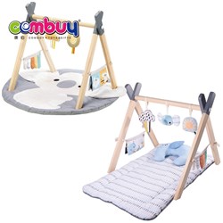 KB108667-KB108668 - Fitness Gym Cotton Rattle Set Toddler Crawling Toys Wooden Baby Play Mat