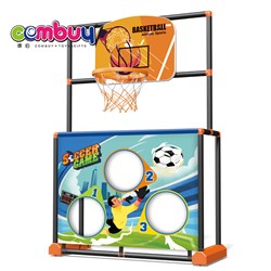 KB121930 - Children Outdoor Play Toys Sport Game Mobile Target 2 in 1 Basketball Football Stand Machine
