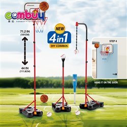 KB129801 - Children Indoor Outdoor Play Sport Game Toys 4 in 1 Baseball Basketball Hoop Stand Set