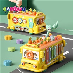KB133445 - Educational Children Drag Game Early Learning Shape Matching Knocking Piano Musical Bus Toy