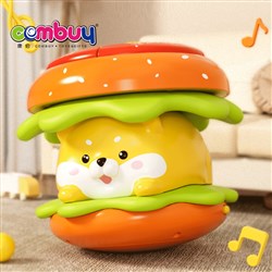 KB139443 - Cartoon Rocking Lighting Musical Hamburger Dog Beating Baby Tumbler Hand Drum Toys