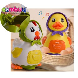 KB200929 - Cute animals universal wheels lighting music egg laying electric chicken duck toy