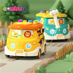 KB219392 - Educational Musical Lighting Rotating Gear Knocking Drag Early Learning Bus Toys